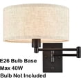 thumbnail image 6 of MOOSE Black Swing Arm Wall Sconce with Drum Fabric Shade Plug in Cord, 6 of 7