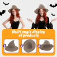 thumbnail image 5 of Women's Knitted Witch Hat, Wool Blend Pointed Spire Cap with Wide Brim, Fall Fashion Beanie for Everyday Wear, Halloween Cosplay & Masquerade (Khaki), 5 of 7