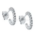 thumbnail image 2 of Rhodium Plated Sterling Silver Hoop Earrings with Prong Set CZ & Push Back Backing- JAVA01173RHER, 2 of 3