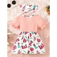 thumbnail image 3 of TheFound 1-3Y Bébé Fille Ensemble de Robe, Manches Courtes Lettres d'Impression Patchwork une Ligne Robe avec Bandeau Tenue d'Été, 3 of 9