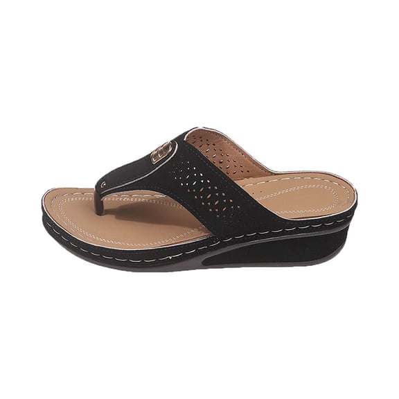 NOKIO Clearence Women’s Flip Flops Beach Slope Heel Sandals Hollow Non-Slip Sole Cushioned Footbed Arch Support Lightweight Casual Shoes for Outdoor Walking