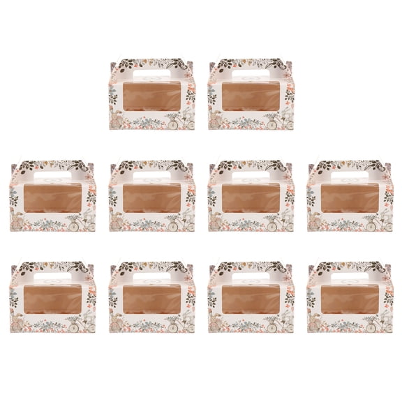HEMOTON 10pcs Transparent Window Cake Muffin Box Fits 2 Cupcake Container Boxes