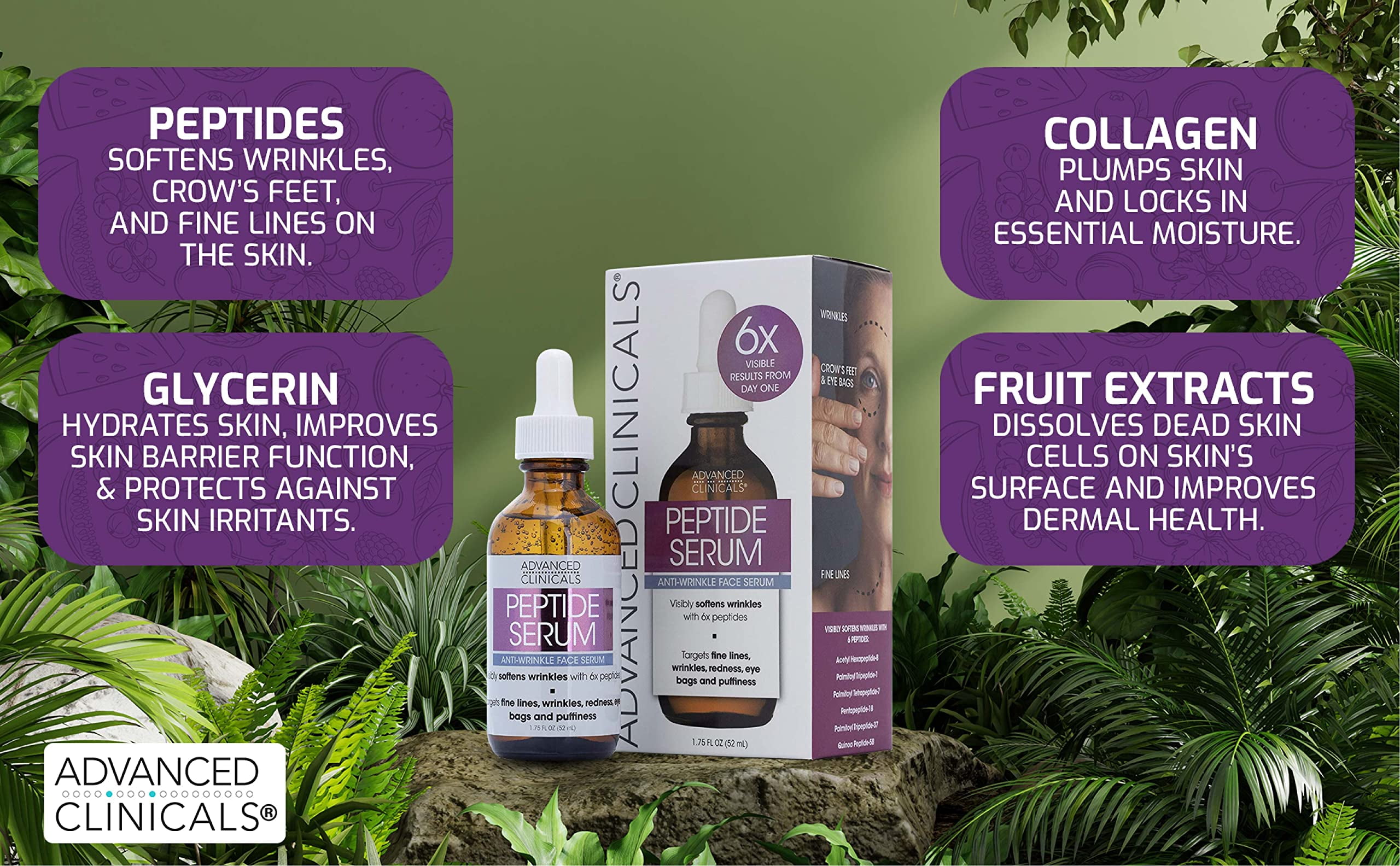 Advanced Clinicals Face Serum Value Set with Hyaluronic Acid Serum and Peptide Serum