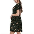 thumbnail image 2 of Balery Pine Cone Woodland Pattern Vestidos sueltos de manga corta para mujer, vestidos de verano 2025, vestidos casuales de corte A con vuelo., 2 of 6