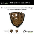 thumbnail image 4 of Champion Sports 12" Glove | Synthetic Leather Back and Front | Triple Bar Open Web and Conventional Back Design | Deep Set Pocket | Age: Adult Large-H.S. | Left-Handed Glove, 4 of 6