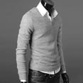thumbnail image 4 of Pull Tricoté Col en V Couleur Unie pour Hommes_cadeau de g, 4 of 4
