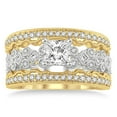 thumbnail image 2 of 1.50 Carat Antique Trio Bridal Set Engagement Ring with Princess Diamond in 10k White and Yellow Gold, 2 of 3