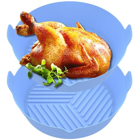 

2Pcs Air Fryer Silicone Pot with Handle Reusable Air Fryer Liner Heat Resistant Air Fryer Silicone Basket 7.87inch Round Baking Pan Air Fryer Accessories Liners Replacement for Air Fryer Oven Microwav