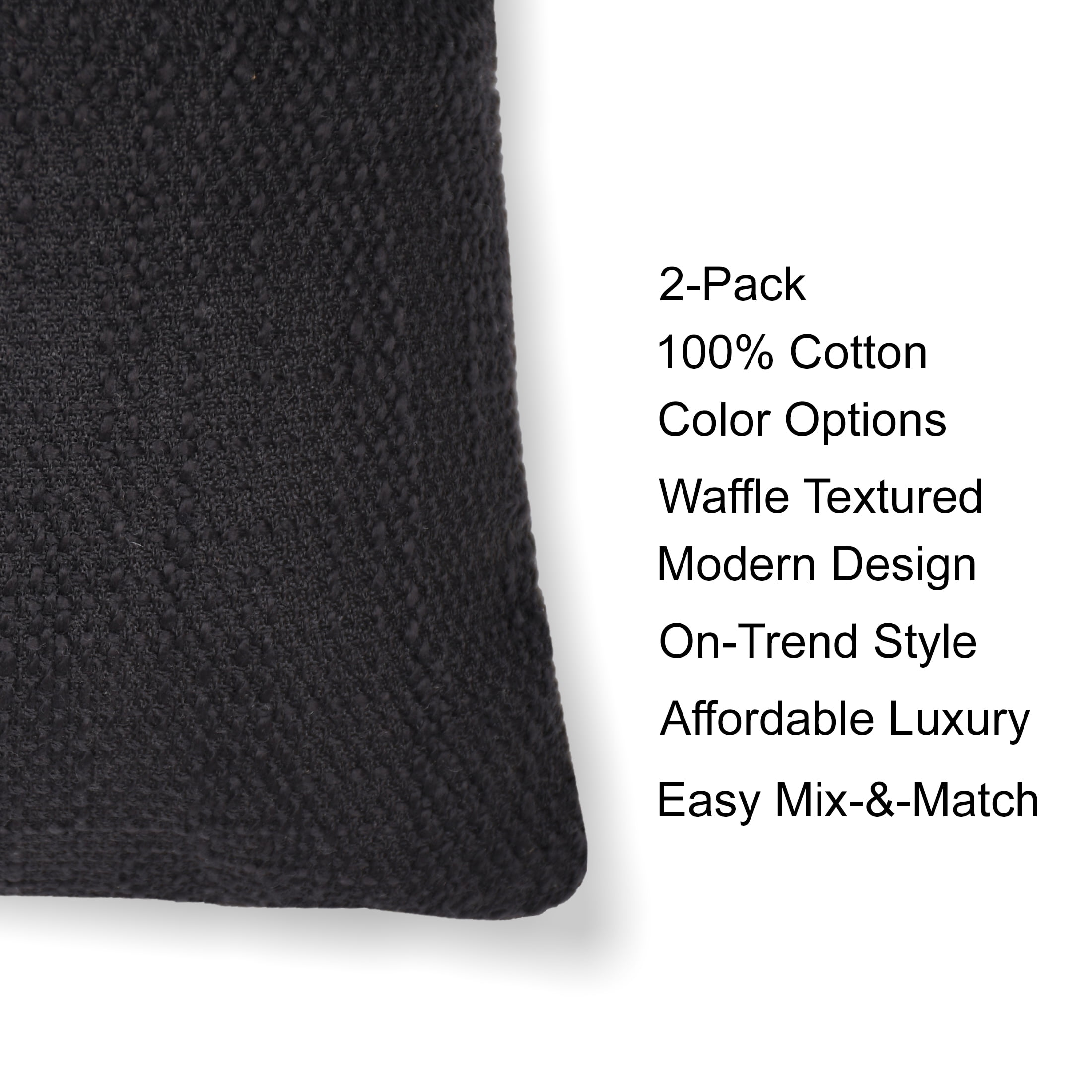 Mainstays 18" x 18" Decorative Throw Pillow, Solid Black Texture Polyester