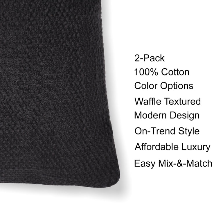 Black Solid Throw Pillows, 18x18 Inches, Set of 2 photo 4