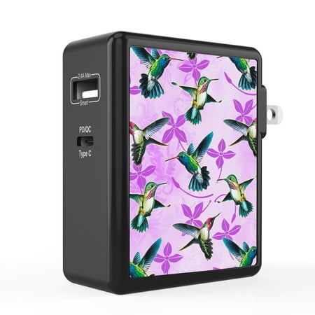 

Infuze 45W Wall Charger for OnePlus 9 (2-Ports: Power Delivery USB-C 2.4A USB-A) with Touch Tool - Lavender Hummingbirds