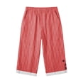 thumbnail image 6 of BUIGTTKLOP Women Cotton Linen Capri Pants Side Split Button Knee Length Long Shorts Ladies Striped Capris, 6 of 6