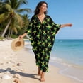 thumbnail image 3 of Xoenoiee Jamaica Flag Paint Splatter Print Women Kaftan Dress Long Maxi Plus Size Caftan Batwing Sleeve Swimsuit Cover Up Gown Beach Party Casual Kimono Nightdress, 3 of 7