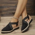 thumbnail image 5 of Dakaela Womens Wedges Sandals Closed Pointy Toe Platform Slip on Espadrille Elastic Criss Crooss Straps Slingback Summer Dressy Clogs Shoes Black 7.5, 5 of 9