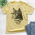 thumbnail image 2 of Kids Hipster Cat Shirt, Youth Kids Boy Girl T-Shirt, Cat Lover Shirt, Cat Glasses Tee, Nerdy Cat Shirt, Yellow, X-Small, 2 of 4