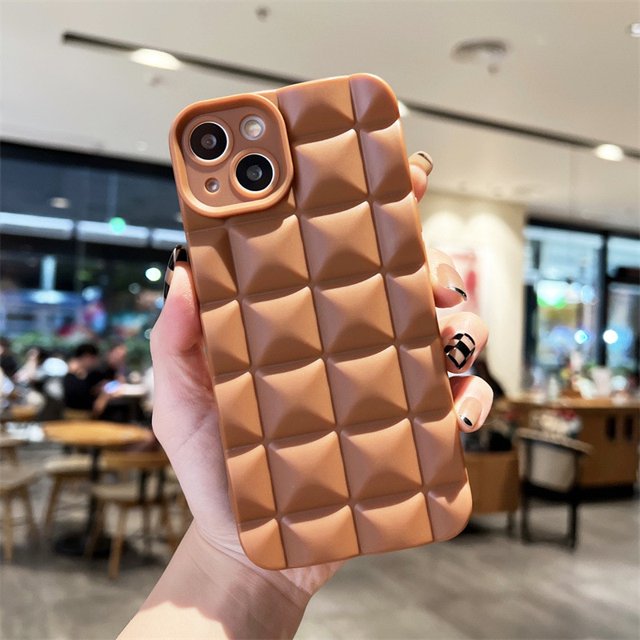 Funda de teléfono mate de rejilla 3D a prueba de golpes, fundas de TPU suave de silicona para iPhone 14, 13, 12, 11 Pro Max, X, XR, XS Max, 7, 8 Plus Fivean unisex