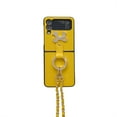 thumbnail image 2 of Case for Galaxy Z Flip 4 5G,Galaxy Z Flip 4 5G Case, Luxury Leather Crossbody Chain Strap Ring 3D Crystal Diamond Bling Glitter Phone Case for Samsung Galaxy Z Flip 4 5G, Yellow, 2 of 6