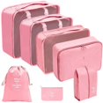 thumbnail image 1 of 7Pcs Set Travel Organizer Storage Bags Suitcase Packing Cubes Set Cases Portable Luggage Clothes Shoe Tidy Pouch Fold 7pcs Pink, 1 of 6