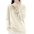 thumbnail image 2 of Itsame Women Knitted Sweater High Neck Pullover Sweatershirt Long Sleeves Solid Color Sweatshirts Coffee Size M, 2 of 4