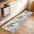 thumbnail image 3 of Ocean Sea Washable Runner Rugs 2'x6', Turtle Coral Seagrass Retro Nautical Background Low Pile Throw Entryway Rug Non-Slip Sturdy Edge Binding Carpet for Indoor Bedside Entrance Bedside, 3 of 9