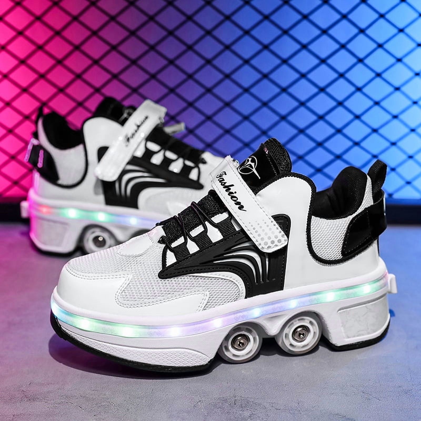 Roller Skates for Women Men, Shoes with Wheels for Girls, Kick Rollers Shoes Retractable for Boys, Adult Parkour Quad Roller Shoes, Inline Skates Children's Outdoor Skates
