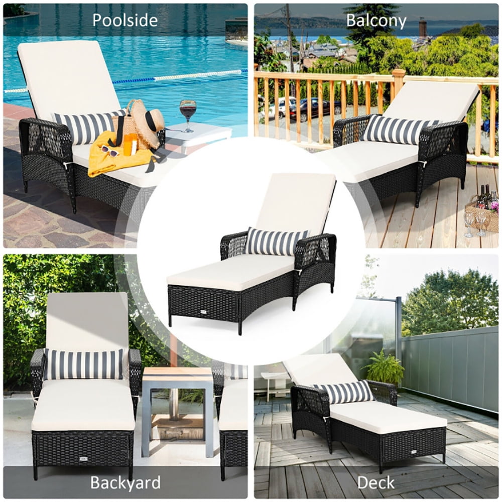 Aimee Lii PE Rattan Chaise Lounge Chair Arm Chair Recliner Adjustable with Pillow, Patio Loungers Aimee Lii PE Rattan Chaise Lounge Chair Arm Chair Recliner Adjustable with Pillow, Patio Loungers
