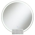 thumbnail image 3 of Jocelyn Round Table Top LED Vanity Mirror White Marble Base, Chrome, 3 of 7