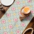 thumbnail image 5 of Pink Blue Abstract Floral Table Runner, Country Vintage Tribal Exotic Flower Cotton Linen Kitchen Table Decoration Washable Dining Tabletop Runners for Home Party Decor 13x48 Inches, 5 of 9