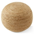 thumbnail image 4 of Casafield Hand-Braided Jute Pouf Ottoman, 18" W x 18" D x 10-1/2" H - Round, Natural Woven Boho Indoor Home Decor for Living Room, Bedroom, Apartment, 4 of 7