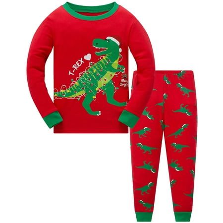 

Toddler Boys Christmas Pajamas Baby 100% Cotton Long Sleeve Dinosaur Pjs Kids Christmas Jammies Clothes 8T