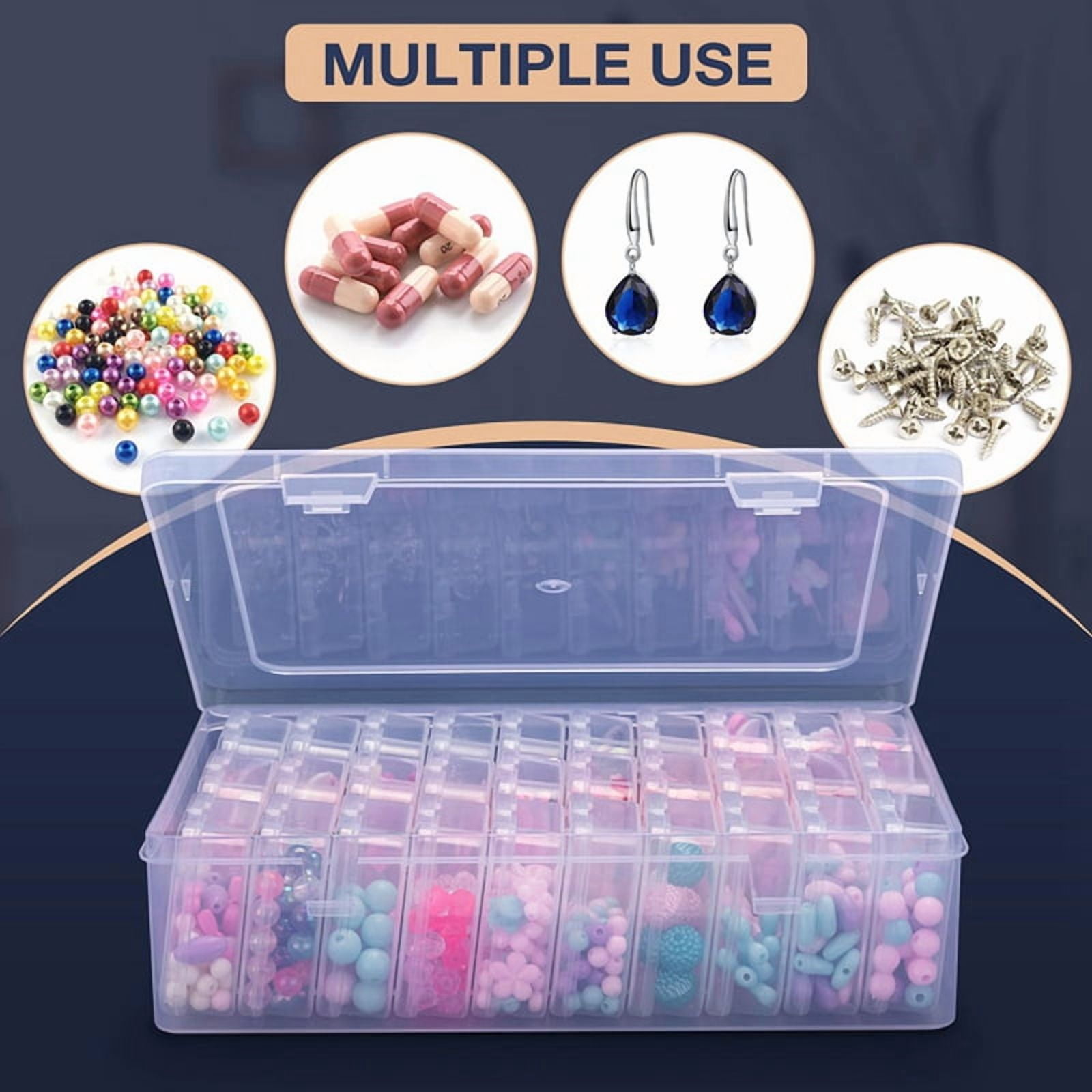 3X Bead Organizer Box, A Large Transparent Box with 30PCS Small Clear Plastic Storage Containers,Portable Craft Box