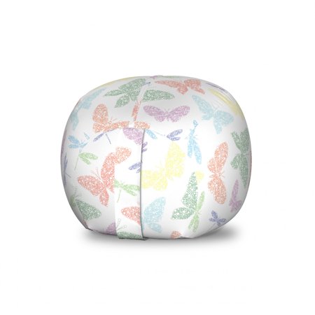 Dragonfly Storage Toy Bag Chair  Colorful Different Sized Speckled Butterfly and Dragonfly Wings Image  Stuffed Animal Organizer Washable Bag  Large Size  Multicolor  by Ambesonne