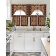 thumbnail image 4 of Abstract Geometric Swag Valance and Tier Curtains Set Dots and Wireframe Flowers Kitchen Curtains 3 Piece Set Rod Pocket Panels for Bedroom Cafe Swag Valances and 36 inches Tiers, 4 of 6