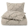 thumbnail image 6 of Nestl 3 Piece Pinch Pleated Pintuck Duvet Cover Set with Shams, Soft Microfiber,Button Closure Bedding Set, Queen - Taupe, 6 of 9