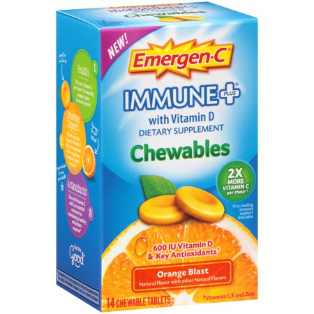 Emergen-C Immune+ Chewables (14 Count, Orange Blast Flavor) Dietary Supplement...