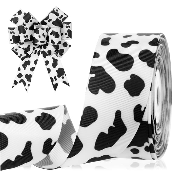 Cinta Chuangdi con estampado de vaca, grogrén, 3,5 cm x 18 m, poliéster
