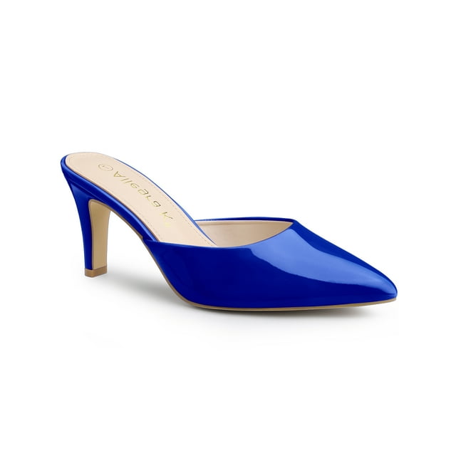 BLISSFUL STEP Mules à Talons Aiguilles à Bout Pointu pour Femmes Bleu Foncé 9,5