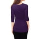 thumbnail image 5 of Top acanalado con botones y mangas largas con Cuello vuelto para mujer Púrpura S Allegra K, 5 of 6