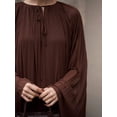 thumbnail image 2 of Coffee Brown Pleated Chiffon Maxi Dress With Batwing Sleeves Round Neck Flowy Elegant Vacation Party Dress, 2 of 7