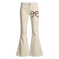 thumbnail image 4 of Glisme Little Girls Flared Pants Bowknot Graphic Slim Fit High Waisted Fall Casual Girls Pants Size 5-6 Y, 4 of 4