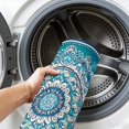 thumbnail image 6 of Entryway Rug 2'x3', Turquoise Boho Flowers Kitchen Runner Rugs Non-Slip Carpet Mats, Retro Ethnic Abstract Floral Art Bedside Rugs Runners Washable Floor Carpet for Bathroom Laundry Room, 6 of 8