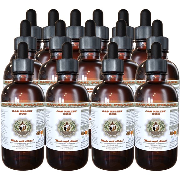 Gas Relief-Dog, VETERINARY Natural Alcohol-FREE Liquid Extract, Pet Herbal Supplement 15x4 oz