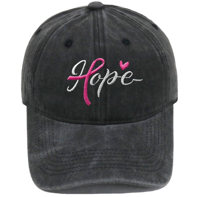 Gorra de béisbol bordada de algodón liso Hope Ribbon
