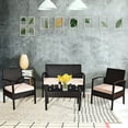 thumbnail image 1 of Costway 4PCS Patio Rattan Conversation Furniture Set Cushioned Seat Glass Table, 1 of 10