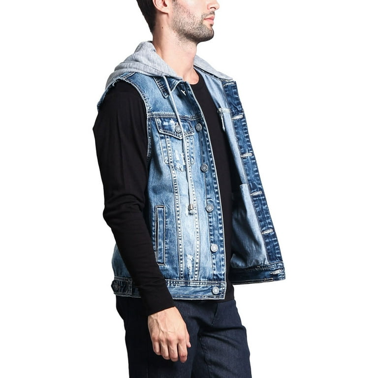 Denim vest sale with hoodie