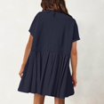 thumbnail image 6 of OSOLU Solid Color Women Cute Pleated Dresses Patchwork Casual Short Sleeve Loose Oversized Mini Dress, 6 of 6
