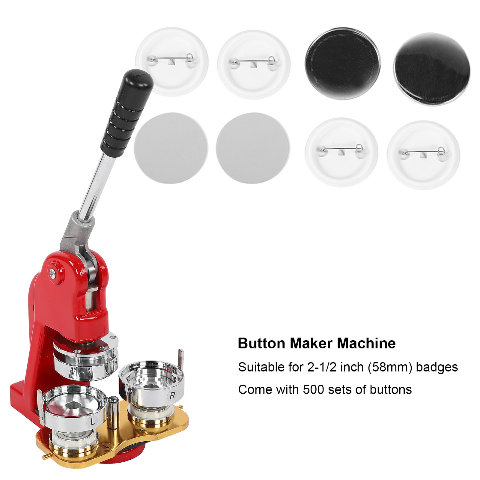 Button Maker Maschine Buttonpresse Buttonmaschine DIY Pin Maker 58mm 500 Buttons 