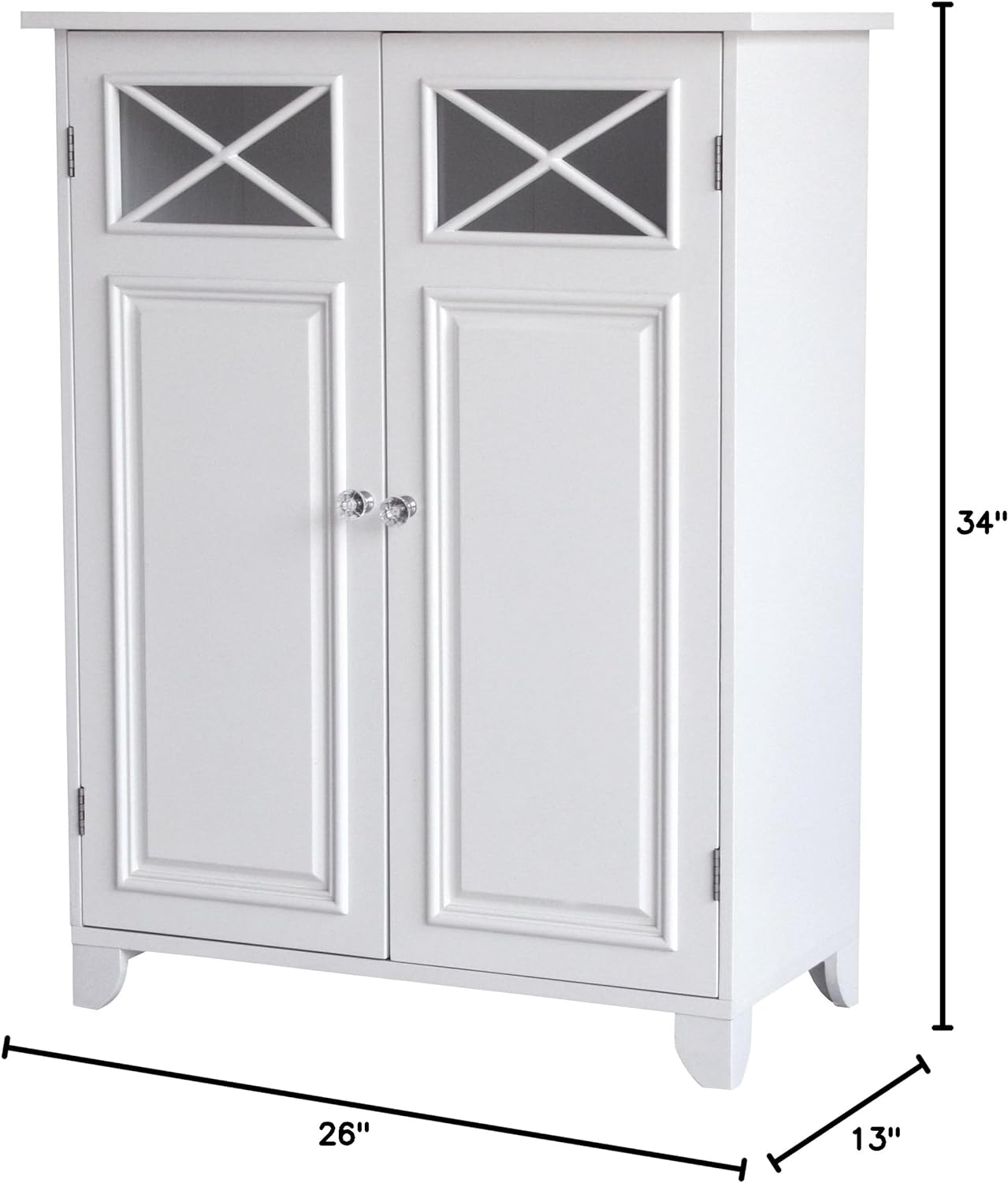 Teamson Home Dawson Wooden Floor Cabinet with Cross Molding and 2 Doors, White - image 9 of 9