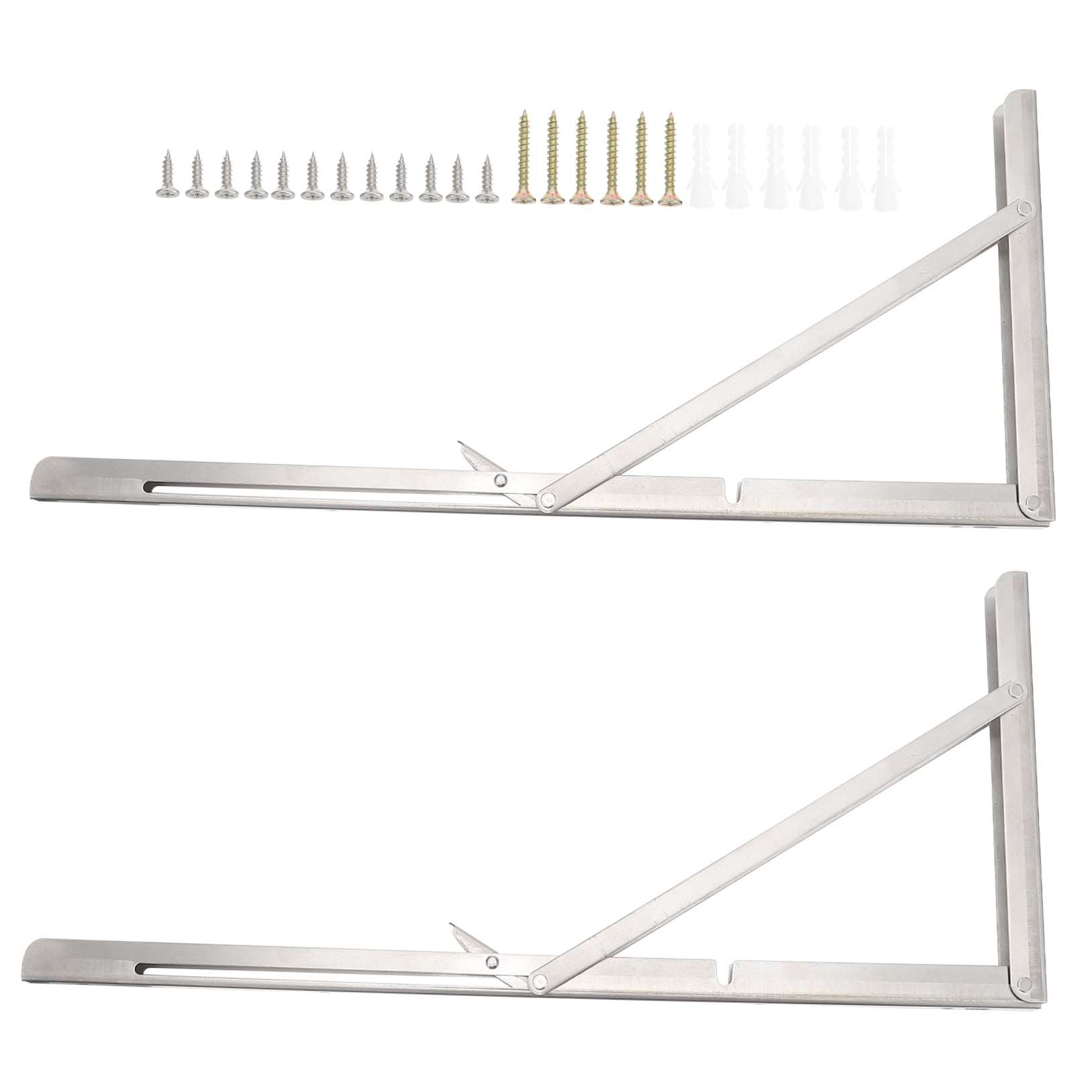 LABSERRON 2Pcs Folding Brackets for Shelves for Desk Board Simple Design Stainless Steel Support Racks