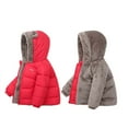 thumbnail image 3 of QUYUON Toddler Baby Puffer Jacket Girls' Outerwear Down Coats with Hood Kids Boys Girls Winter Warm Fleece Lined Long Sleeve Hoodies Jackets Pockets Padded Jackets Red 3T-4T, 3 of 7